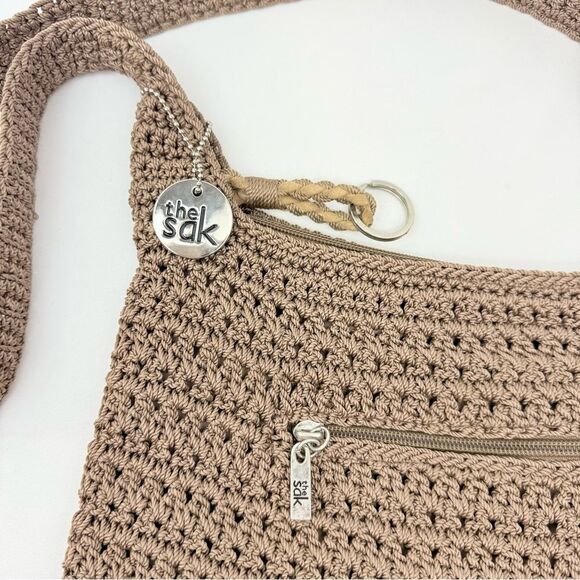 The Sak Taupe Tan Soft Crochet Knit Single Strap Crossbody Shoulder Bag - Picture 3 of 15